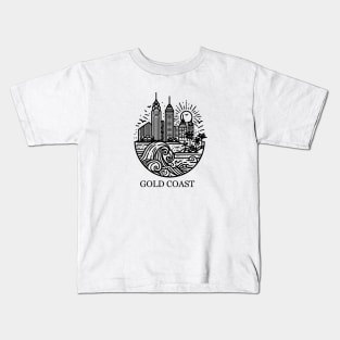 gold coast australia city simple line art illustration Kids T-Shirt